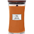 WoodWick Pumpkin Praline - Kürbis Delikatesse Duftkerze mit Holzdocht und Deckel Glas groß 609 g