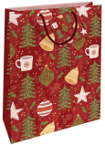 Nekupto Geschenkpapier Tasche 32,5 x 26 x 13 cm Weihnachtsbäume rot