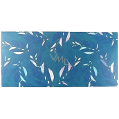 Albi Grußkarte Umschlag - Geld Umschlag Tapete Blätter auf Blau 9 x 19 cm