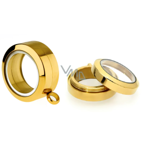 Medailon s otočným uzávěrem nerezový zlatá barva tloušťka 11 mm x 30 mm Medailon s otočným uzávěrem nerezový zlatá barva tloušťka 11 mm x 30 mm