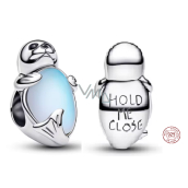 Charm Sterlingové stříbro 925 Tuleň s opálovým efektem, symbol něžnosti a ochrany, korálek na náramek zvíře