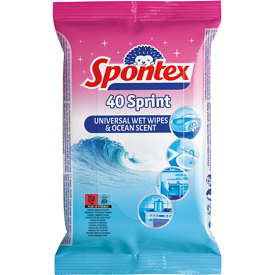 Spontex Sprint Fresh Ocean Feuchttücher Allzwecktücher 40 Stück