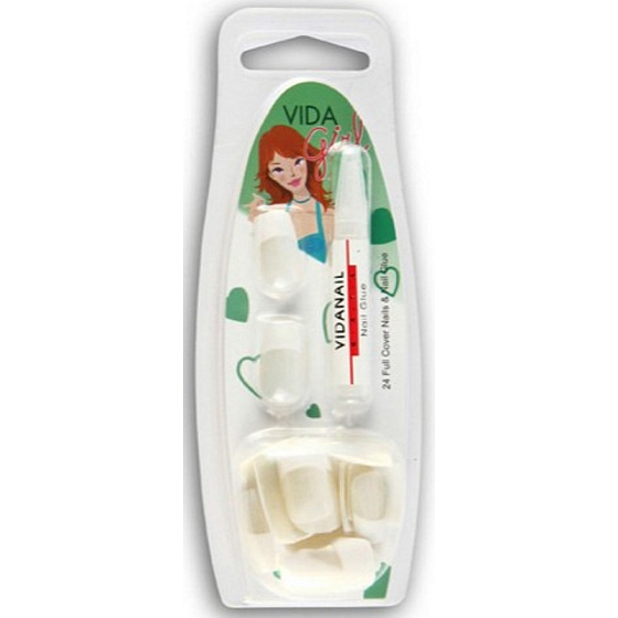 Diva & Nice Vida Girl Künstliche Nägel Weiß French Manicure 24 Stück + Kleber 1 Stück
