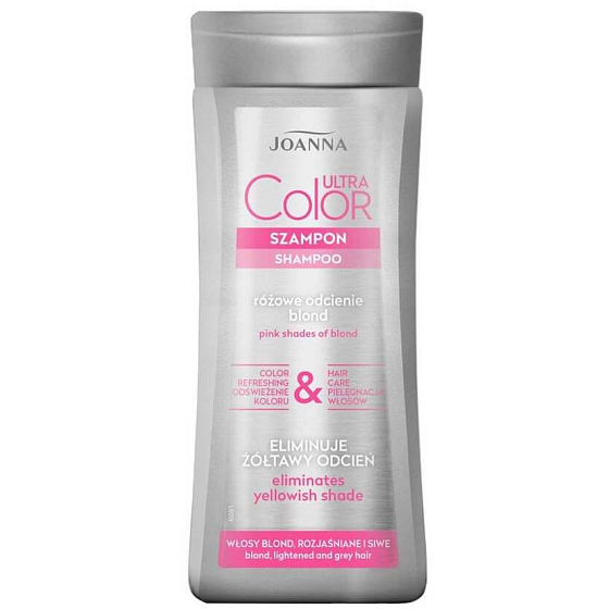 Joanna Ultra Color System Pink Shampoo für blondes, aufgehelltes und graues Haar 200 ml