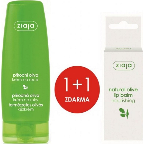 Ziaja Oliven Hand- und Nagelcreme für trockene Haut 80 ml + Oliven Lippenbalsam 10 ml, Duopack