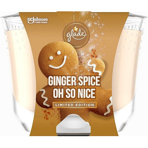 Glade Maxi Ingwergewürz Oh so schön mit dem Duft von Lebkuchengewürzen und Vanille-Duftkerze in einem Glas, Brenndauer bis zu 52 Stunden 224 g