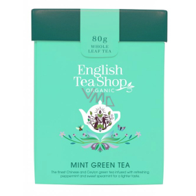 English Tea Shop Bio Grüner Tee mit Minze lose 80 g + Holzmessbecher mit Schnalle