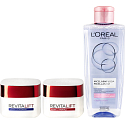Loreal Paris Revitalift Tagescreme 50 ml + Nachtcreme 50 ml + Mizellenwasser für normale bis trockene, empfindliche Haut 200 ml, Kosmetikset