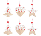 Weihnachtsschmuck aus Holz zum Aufhängen Rote Perle 6 cm 6 Stück