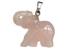 Rose Elefant Anhänger Naturstein handgeschliffen Figur 3,5 cm, Stein der Liebe