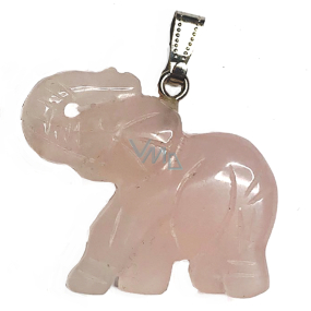 Rose Elefant Anhänger Naturstein handgeschliffen Figur 3,5 cm, Stein der Liebe