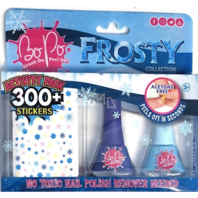 Bo-Po Frosty Nagellack Peel-off dunkelblau 2,5 ml + Nagellack Peel-off hellblau 2,5 ml + Nagelsticker, Kosmetikset für Kinder