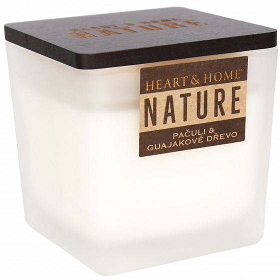 Heart & Home Nature Patchouli & Guajakholz-Duftkerze großes Glas, Brenndauer bis zu 40 Stunden 210 g