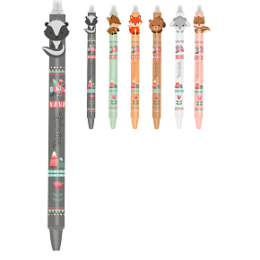 Colorino Gummierter Stift Kleine Füchse schwarz, blaue Mine 0,5 mm