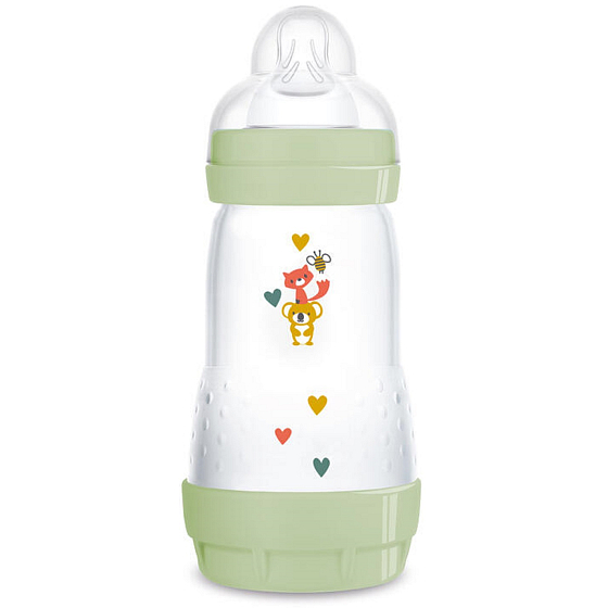 Mam Anti-Colic Saugflasche, weicher Silikonsauger mit mittlerem Durchfluss 2+ Monate Grün 260 ml