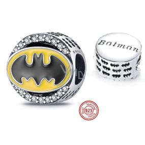 Sterling Silber 925 Batman mit kubischen Zirkonen, Perle für Armband Sterling Silber 925 Batman mit kubischen Zirkonen, Perle für Armband