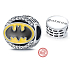 Sterling Silber 925 Batman mit kubischen Zirkonen, Perle für Armband