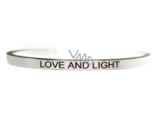 Edelstahlarmband silber mit Gravur Liebe und Licht, offene Manschette, 4 mm