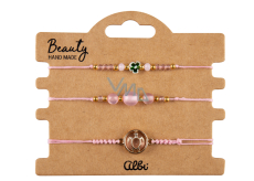 Albi Schildkröte rosa Armbänder, verstellbare Größe, Set 3 Stück