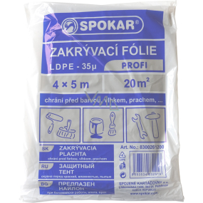 Spokar Profi zakrývací folie, 35 µ, 20 m², 4 × 5 m Spokar Profi zakrývací folie, 35 µ, 20 m², 4 × 5 m