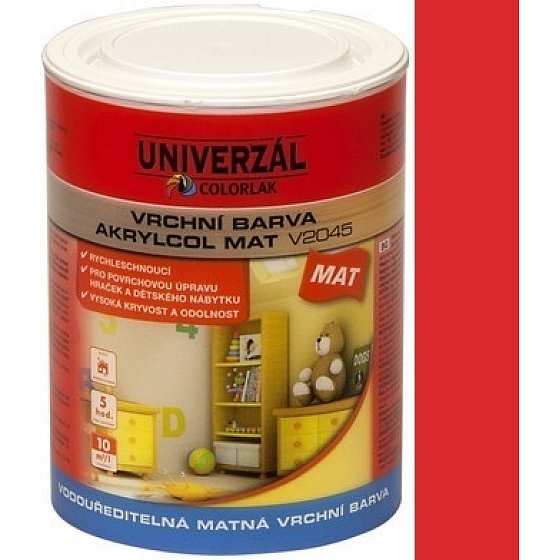 Colorlak Akrylcol Mat V2045 wasserbasierter, matter Decklack Rot 0,6 l