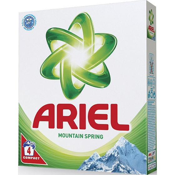 Ariel Mountain Spring Waschpulver für saubere und parfümfreie Flecken 4 Dosen à 280 g