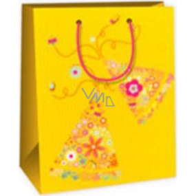 Ditipo Geschenk Papiertüte 18 x 10 x 22,7 cm gelb - Blumen C.