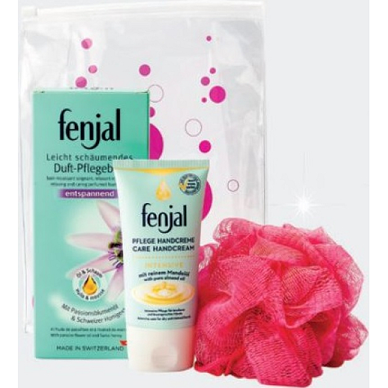 Fenjal Entspannendes Schaumbad 125 ml + Intensive Handcreme 75 ml + Massagetuch 1 Stück, Kosmetikset