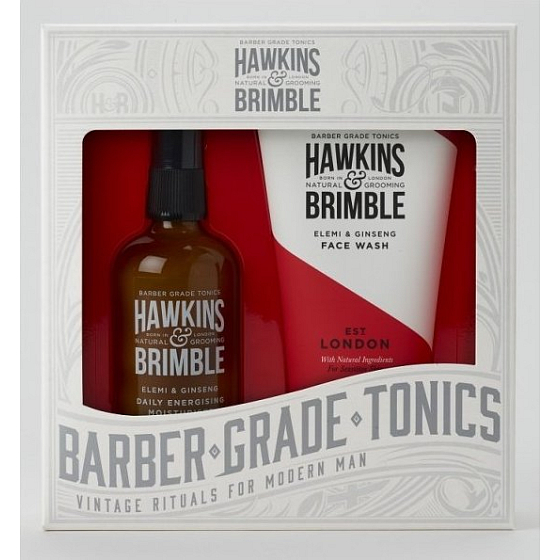 Hawkins & Brimble Men Gesichtsreinigungsgel 150 ml + Hautcreme 100 ml, Kosmetikset für Männer