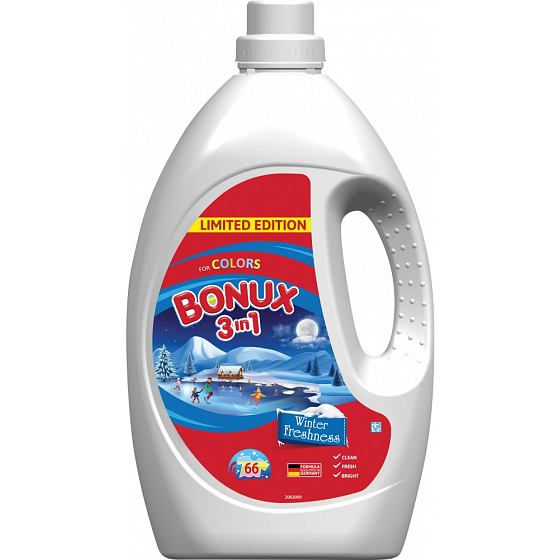 Bonux Color Winterfrische 3in1 Flüssigwaschgel für Buntwäsche 66 Dosen 3,63 l
