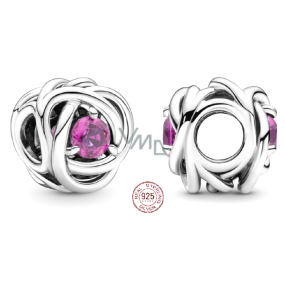Charme Sterling Silber 925 Unendlicher Kreis der Ewigkeit Oktober rosa, Perle für Armband Charme Sterling Silber 925 Unendlicher Kreis der Ewigkeit Oktober rosa, Perle für Armband