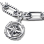 Charms Sterling Silber 925 Kompass - Mini Medaillon mit klarem Zirkonia, Armbandanhänger
