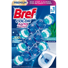 Bref WC Block Color Auto Active Eucalyptus, 3 × 50 g