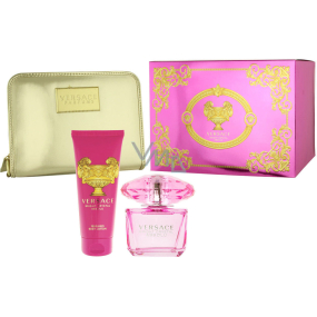 Versace Bright Crystal Absolu parfümiertes Wasser für Frauen 90 ml + Körperlotion 100 ml + goldene Handtasche 1 Stück, Geschenkset