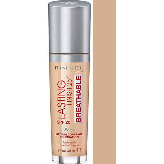 Rimmel London Lasting Finish Atmungsaktive Foundation 100 Elfenbein 30 ml