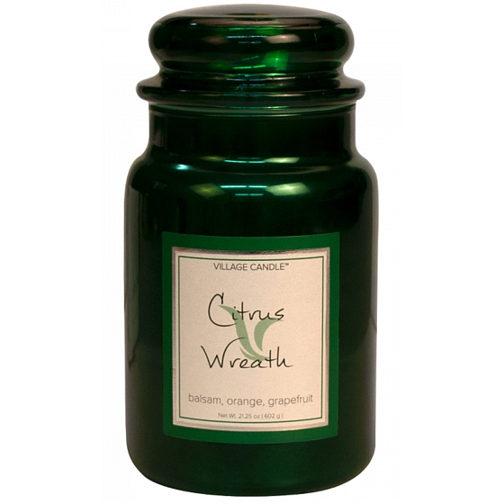 Village Candle Citrus Wreath - Duftkerze mit Zitruskranz im Glas 2 Dochte 602 g