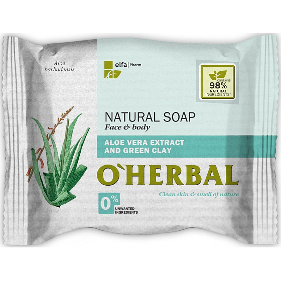 Über Herbal Natural Aloe Vera und grüne Ton natürliche Toilettenseife 100 g