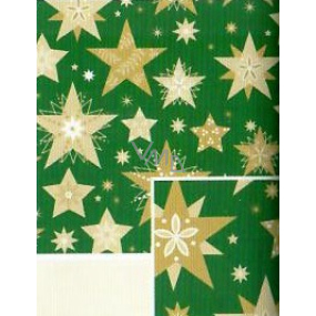 Nekupto Geschenkpapier 70 x 500 cm Weihnachtsgrüngold Sterne
