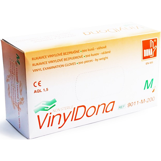 Dona Vinyldona puderfreie Vinylhandschuhe, Größe M 200 Stück im Karton