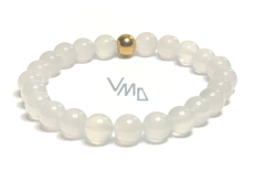 Achat weißes Armband elastischer Naturstein, Perle 8 mm / 16-17 cm, sorgt für Ruhe und Gelassenheit