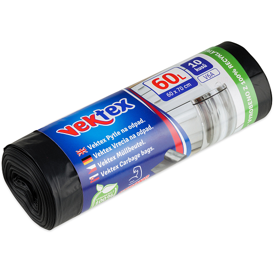 Vektex Abfallbeutel schwarz 24 µ, 60 Liter 60 x 70 cm 10 Stück