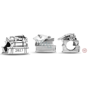 Sterling Silber 925 Graduation - Graduation Kappe, Buch und Schriftrolle 2023, Graduate Perle für Armband Sterling Silber 925 Graduation - Graduation Kappe, Buch und Schriftrolle 2023, Graduate Perle für Armband