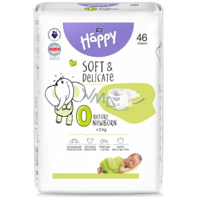 Bella Happy 0 Before Newborn von 0 - 2 kg Wegwerfwindeln für Frühgeborene und Neugeborene mit geringem Geburtsgewicht 46 Stück