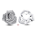 Charme Sterling Silber 925 Rose in Blüte groß, Perle auf Armband Natur
