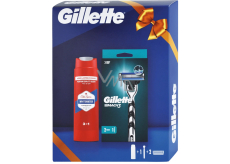 Gillette Mach3 Rasierer + Ersatzklingen 2 Stück + Old Spice Whitewater Duschgel 3in1 250 ml, Pflegeset für Männer