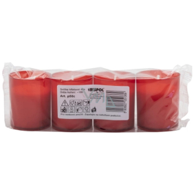 Bispol hřbitovní svíčka bez víčka červená 4 x 50 g 18 hodin 4 kusy Bispol hřbitovní svíčka bez víčka červená 4 x 50 g 18 hodin 4 kusy