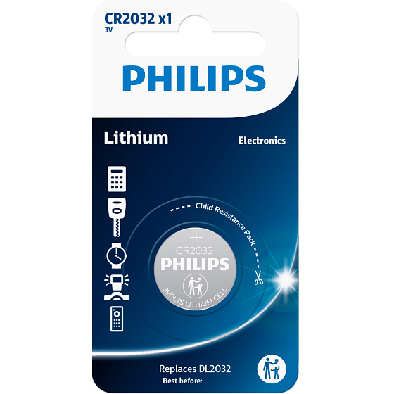 Batterie Philips Lithium CR2032 1 Stück 3V