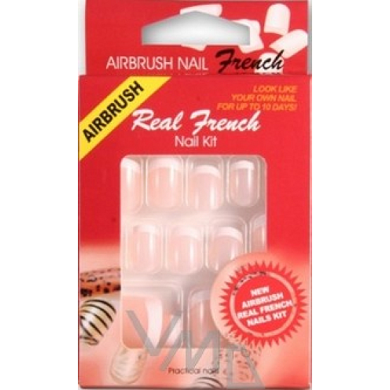 Airbrush Echte French Künstliche Nägel für French Manicure 24 Stück mit Glitzer