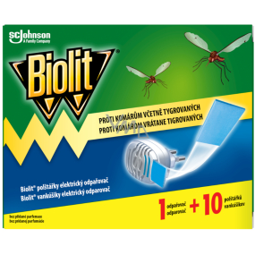 Biolit Elektrischer Moskitozerstäuber mit Pads 10 Nächte + Ersatzpatrone 10 Stück