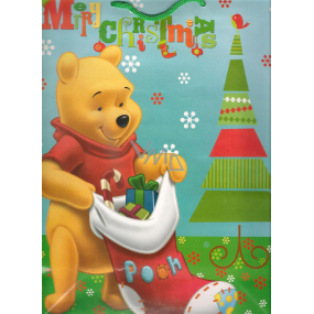 Ditipo Geschenk Papiertüte 26 x 13,5 x 32 cm Disney Winnie the Pooh Frohe Weihnachten